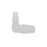 Barbed Tubing Port Fitting, PP, 90° Angled, Tubing ID 6.0-9.0mm, ea.