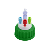 Safety-Cap GL45, Green, 3x Tubing Port, ea.