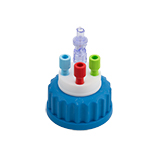 Safety-Cap GL45, Blue, 3x Tubing Port, ea.