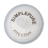 25mm Syringe Filter, PTFE Hydrophobic, Nonsterile, Pore Size 0.22µm, pk.100