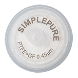 25mm Syringe Filter, PTFE Hydrophobic with GMF, Nonsterile, Pore Size 0.45µm, pk.100