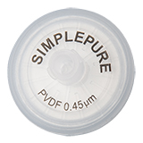 25mm Syringe Filter, Polyvinylidene difluoride (PVDF), Nonsterile, Pore Size 0.45µm, pk.100
