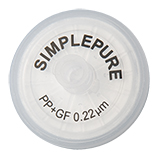 25mm Syringe Filter, Polypropylene (PP) with GMF, Nonsterile, Pore Size 0.22µm, pk.100