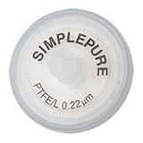 25mm Syringe Filter, PTFE Hydrophilic, Nonsterile, Pore Size 0.22µm, pk.100