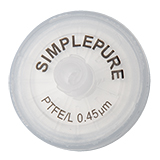 25mm Syringe Filter, PTFE Hydrophilic, Nonsterile, Pore Size 0.45µm, pk.100