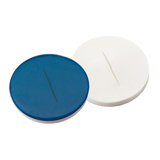 8mm slitted Septa Silicone/PTFE (white/blue), 55° shore A, 0.9mm, pk.1000