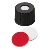 8-425 Screw Cap (black) with Septa Silicone/PTFE (white/red), 45° shore A, 1.3mm, pk.1000 - UltraClean