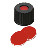 8-425 Screw Cap (black) with Septa PTFE/Silicone/PTFE (red/white/red), 45° shore A, 1.0mm, pk.1000