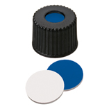 8-425 Screw Cap (black) with Septa Silicone/PTFE (dark blue/white), 45° shore A, 1.3mm, pk.1000