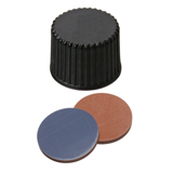 Closed 8-425 Screw Cap (black) with Septa Butyl Rubber/PTFE (red/grey), 55° shore A, 1.3mm, pk.1000