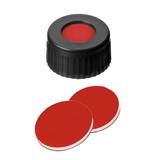 9-425 Screw Cap (black) with Septa PTFE/Silicone/PTFE (red/white/red), 45° shore A, 1.0mm, pk.1000