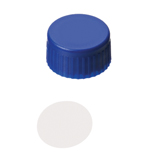 9-425 Screw Cap (blue) with Septa PTFE only, 53° shore D, 0.2mm, pk.1000 - Closed Top