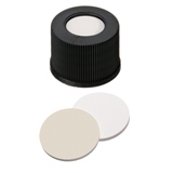 10-425 Screw Cap (black) with Septa Silicone/PTFE (white/beige), 45° shore A, 1.5mm, pk.1000