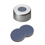 11mm Crimp Cap (silver) with Septa PTFE/Butyl Rubber/PTFE (grey/red/grey), 55° shore A, 1.3mm, pk.1000