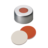 11mm Crimp Cap (silver) with Septa RedRubber/PTFE (red/beige), 45ø shore A, 1.0mm, pk.1000