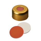 11mm Crimp Cap (yellow) with Septa RedRubber/PTFE (red/beige), 45° shore A, 1.0mm, pk.1000