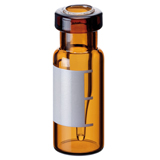 0.2ml Crimp Neck Vial 32 x 11.6mm (amber) with label and filling lines, integrated insert, pk.1000 - Top Bonded