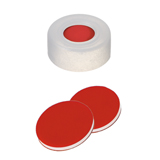 Snap Ring Cap hard version (transparent) with Septa PTFE/Silicone/PTFE (red/white/red), 45ø shore A, 1.0mm, pk.1000
