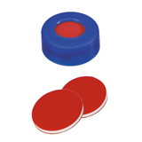 Snap Ring Cap hard version (blue) with Septa PTFE/Silicone/PTFE (red/white/red), 45ø shore A, 1.0mm, pk.1000