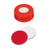 Snap Ring Cap (red) with Septa Silicone/PTFE (white/red), 45° shore A, 1.3mm, pk.1000 - UltraClean