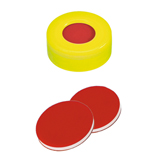 Snap Ring Cap (yellow) with Septa PTFE/Silicone/PTFE (red/white/red), 45° shore A, 1.0mm, pk.1000