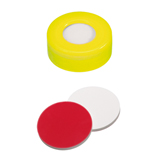 Snap Ring Cap (yellow) with Septa Silicone/PTFE (white/red), 45° shore A, 1.3mm, pk.1000 - UltraClean