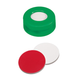 Snap Ring Cap (green) with Septa Silicone/PTFE (white/red), 45° shore A, 1.3mm, pk.1000 - UltraClean