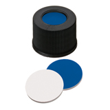 13-425 Screw Cap (black) with Septa Silicone/PTFE (dark blue/white), 45° shore A, 1.3mm, pk.1000