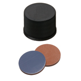 13-425 Screw Cap (black) with Septa Butyl Rubber/PTFE (red/grey), 55° shore A, 1.3mm, pk.1000 - Closed Top