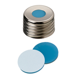 ND18 Magnetic Screw Cap with Septa Silicone/PTFE (blue transparent/white), 45° shore A, 1.3mm, pk.1000 - UltraClean