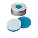 ND20 Headspace Crimp Cap with Septa Silicone/PTFE (blue transparent/white), 45° shore A, 3.0mm, pk.1000