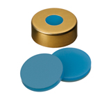 ND20 Magnetic Crimp Cap (8mm hole) with Septa Silicone/PTFE (blue transparent/transparent), 45° shore A, 3.2mm, pk.1000