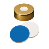 ND20 Magnetic Crimp Cap (8mm hole) with Septa Silicone/PTFE (white/blue), 55° shore A, 1.5mm, pk.1000 - for SPME Vial only