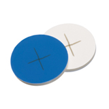 22mm slitted Septa Silicone/PTFE (white/blue), 55° shore A, 1.5mm thick, pk.1000 - "X"-Cut