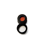 13mm PP Open Top Screw Cap (black), 13-425 thread, 8.5mm hole, with Ivory PTFE/Red Rubber Septum, pk.100