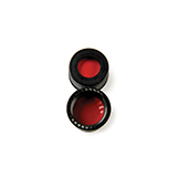 13mm PP Open Top Screw Cap (black), 13-425 thread, 8.5mm hole, with Red PTFE/White Silicone/Red PTFE Septum, pk.100