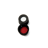 13mm Phenolic Open Top Screw Cap (black), 13-425 thread, 8.5mm hole, with Red PTFE/White Silicone Septum, pk.100