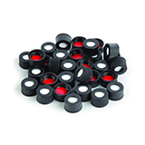 WISP 48 Cap (black) with Septa Red PTFE/Silicone 0.065", pk.100