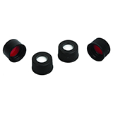 WISP 48 Cap (black) with Septa Red PTFE/Silicone 0.065", pk.1000