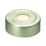 20mm Aluminum Pressure Release Crimp Seal (silver) with Septa PTFE/Silicone, pk.100