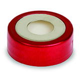 20mm BiMetal Magnetic Crimp Seal (red/silver/8mm Hole) with Septa PTFE/Silicone, pk.100
