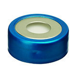 20mm BiMetal Magnetic Crimp Seal (blue/silver/8mm Hole) with Septa PTFE/Silicone, pk.100