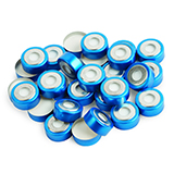 20mm BiMetal Magnetic Crimp Seal (blue/silver/8mm Hole) with Septa PTFE/Silicone, pk.1000