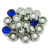 18mm Magnetic Screw Cap (silver) with Septa Blue PTFE/Silicone, 1.5mm thick, pk.1000