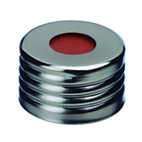 18mm Magnetic Screw Cap (silver) with Septa PTFE/Red Chlorobutyl, pk.100