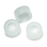 9mm Screw-Thread Solid-Top Polyethylene Caps, clear, PTFE-free, pk.100