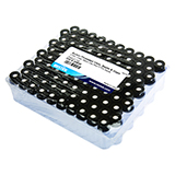 2.0ml, 8mm Screw Vials (clear) with Caps (black) & Septa Red PTFE/Silicone 0.045", pk.100