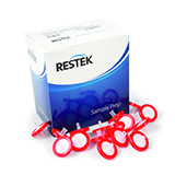 Restek 25mm Syringe Filter, 0.45um, Cellulose Acetate, red, luer-lock, pk.100