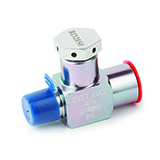 Restek Rupture Disc Tee, 1/4" Male NPT x 1/4" Female NPT, 2850psig DOT pressure rating, Sulfinert Treated, ea.