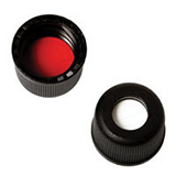 8mm Cap (black/Flangeless) with Septa Red PTFE/Silicone 0.060" w/Slit, pk.1000